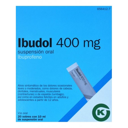 IBUDOL 400 MG SUSPENSION ORAL , 20 sobres