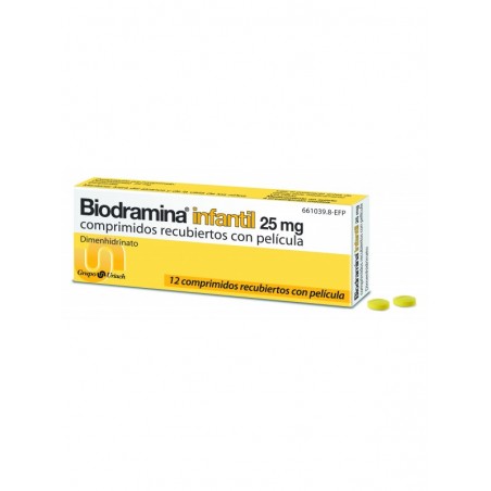 Biodramina Infantil 25 Mg 12 Comprimidos Recubiertos con Película