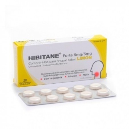 Hibitane Forte 5mg-5mg Comp para Chupar Sabor Limón, 20 Comprimidos