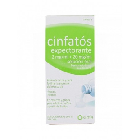 CINFATOS EXPECTORANTE 2 mg/ml + 20 mg/ml SOLUCION ORAL, 1 frasco de 200 ml