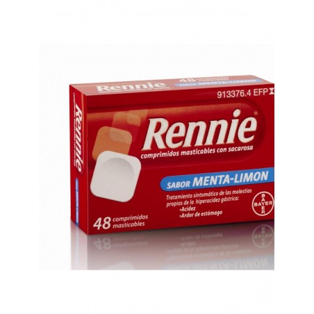 Rennie Comprimidos Masticables con Sacarosa, 48 Comprimidos