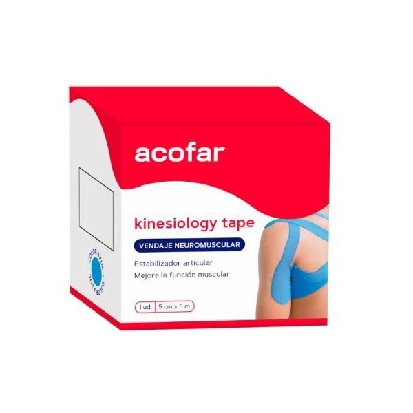 Acofar Kinesiology Tape Vendaje Neuromuscular Color Azul 5cm x 5m